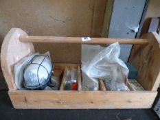 Joiners Tray Containing Assorted Nails, Screws & Other Fixings & a Bulk Headlamp