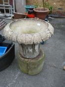 Ornate Planter on 2 Half Round York Stone Blocks