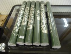 5 Rolls of Green Floral Patterned Wall Paper