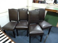 *4 Brown Leather Dining Room Chairs