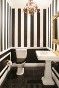 6 Rolls of Caramel Black & White Striped Wall Paper