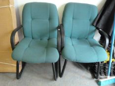 Pair of Green Office Reception Chairs