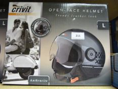 Crivit Trendy Leather Look Open Face Helmet Size Large