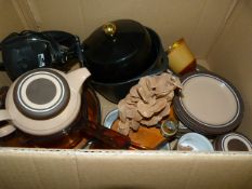 Box containing Hornsea Pottery Dinner Ware - Ice Buckets etc