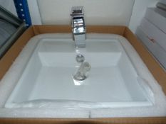 Square Contemporary White Wash Hand Basin with Moretti Water Fall Style Tap