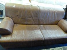 Brown Leather 2 Seat Settee