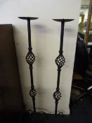 Pair of Wrought Iron Candle Sticks