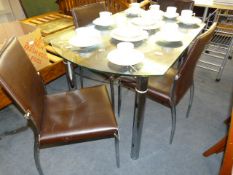 Glass Topped Extending Table & 4 Chairs