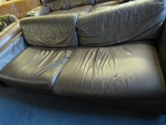 Brown Leather 2 Seat Settee