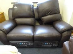 *Brown Leather  2 Seater Recliner Settee