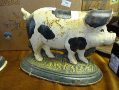 Cast Iron Door Stop in The Form of A Pig