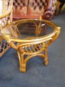 Bamboo Circular Glass Topped Table