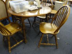 Oak Circular Dining Table & 4 Chairs