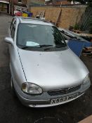 *Vauxhall Corsa Registration X553 MGB - with Key.  No MOT or Documents,  Mileage 58500