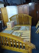 Oak Kingsize Bed Base with Foot & Headboard