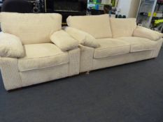 Cream 3 Seater Sofa and Chair