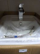 *Contemporary Square Wash Hand Basin with Moretti Chrome Tap