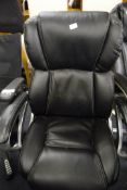 *Executive Swivel Chair in Faux Black Leather with White Stitching
