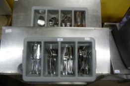 2 Cutlery Trays containing Stainless Steel Cutlery - Steak Knives - Cake Slice etc