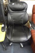 *Executive Swivel Chair in Faux Black Leather with White Stitching