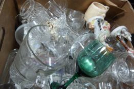 Box Containing Continental Style Figures - Glassware - Commemorative Ware etc