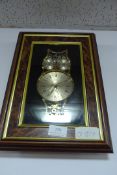 Framed Wall Clock Depicting an Owl