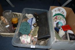 3 Boxes of Assorted Bric-a-Brac - Decorative Plates - Glassware etc