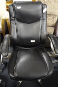 *Executive Swivel Chair in Faux Black Leather with White Stitching