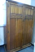 Oak Wardrobe with Linen Fold Panels