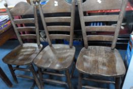 3 Dutch Style Elm Ladder Back Chairs