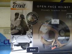 Crivit Trendy Leather Look Open Face Helmet Size Large