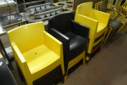 *13 Black & Amber Stackable Plastic Chairs