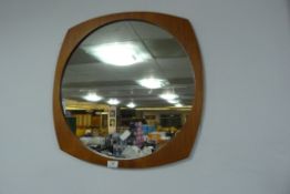 Circular Teak Framed Mirror