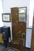 Oak Deco Hall Stand with Oval Mirror