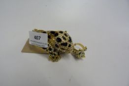 Gold Coloured Leopard Bracelet with Semi Precious Stones & Matching Ring