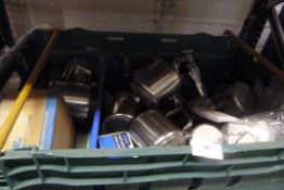 *Tray containing Assorted Stainless Steel Teapots