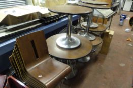 *6 Circular Tables on Chrome Pedestals & 12 Stackable Bentwood Chairs with Chrome Legs