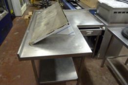 Stainless Steel Corner Preparation Table with Under Shelf & Drawer