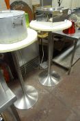 *Pair of Poser Tables with Stainless Steel Pedestals