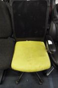 Typist Swivel Chair with Yellow Upholstered Seat & Mesh Back