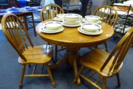 Circular Dining Table with 4 Spindle Back Chairs