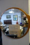 Teak Circular Framed Mirror