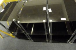 3 Black & Chrome Side Tables with Shelves