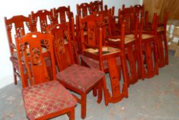 20 Oriental Style High Back Dining Chairs with Upholstered Seats
