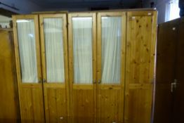 Large Glazed Pine Wardrobe Unit