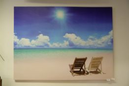 Printed Unframed Canvas Depicting A Tropical Island Scene