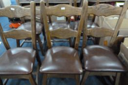 Set of 6 Dutch Style Elm Chairs with Upholstered Seats
