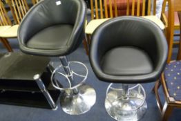 2 Gas Lift Bar Stools on Chrome Pedestals