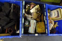 3 Boxes Containing Assorted Bric-a-Brac - Collectable Tins - Pottery & Glassware etc