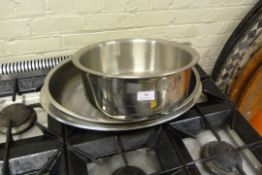 3 Stainless Steel Oval Platters & Bowl